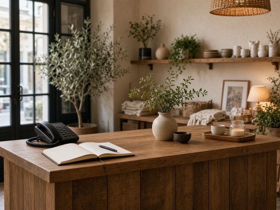 Contact desk at Rapidmesa Atelier in Thessaloniki